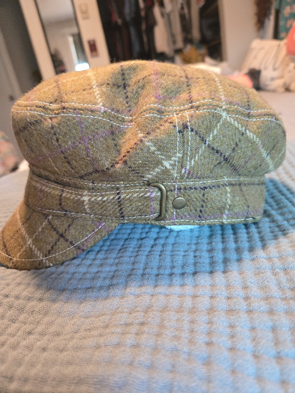 J. Crew Mustard Plaid Wool Baker Boy Cap - Picture 4 of 7